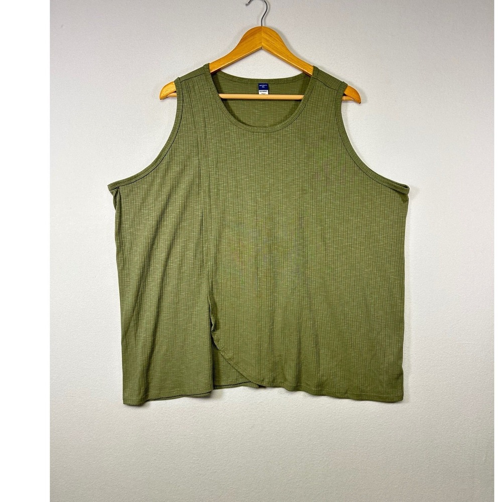 Earthy Minimalist Old Navy Maternity Tank Top Women XXL Olive Green Ribbed Basic
